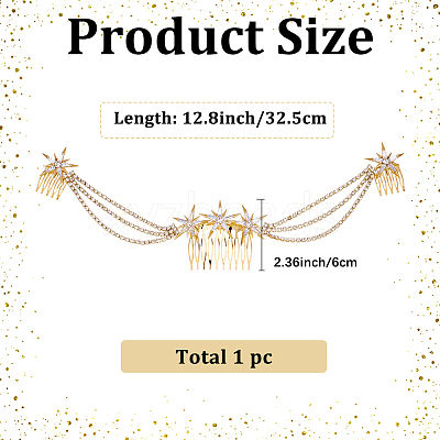 Alloy Rhinestone Hair Combs MRMJ-WH2007-031G-1