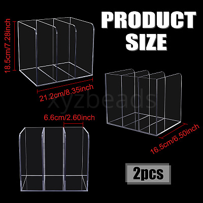2Pcs 3-Slot Desktop Acrylic Magazine Racks Bookends ODIS-WA0001-17-1