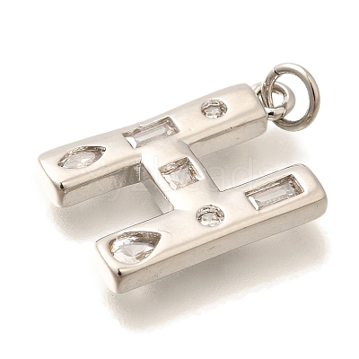 Brass Micro Pave Clear Cubic Zirconia Pendants KK-G521-01P-H-1