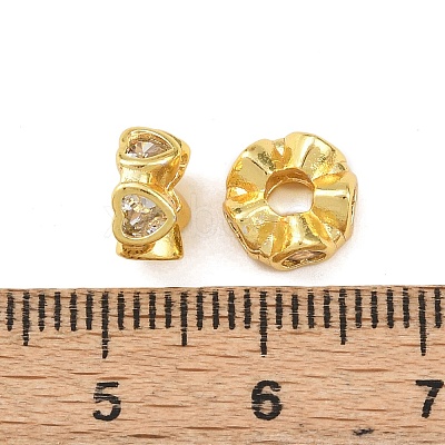 Brass Micro Pave Clear Cubic Zirconia Beads KK-C142-08G-1