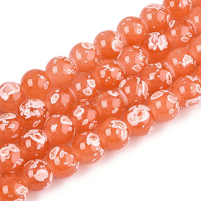Baking Paint Glass Beads Strands DGLA-N015-8mm-04-1