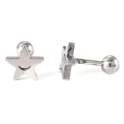 Tarnish Resistant 201 Stainless Steel Barbell Cartilage Earrings EJEW-R147-01-1