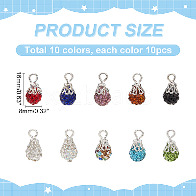 Handmade Polymer Clay Glass Rhinestone Pendants PALLOY-PH01693-1