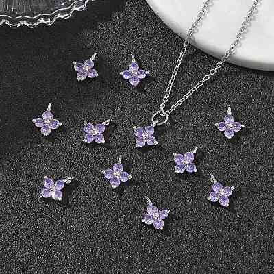 SHEGRACE Brass Cubic Zirconia Charms XGRQ4H668-680P-B-1