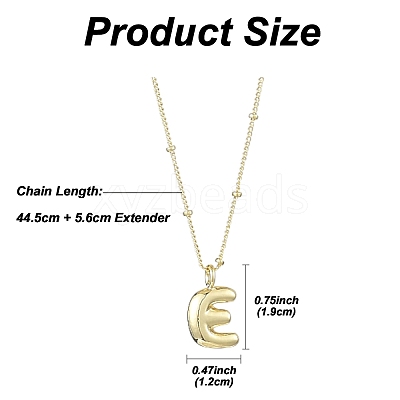 1Pc Initial Letter Brass Pendant Necklaces NJEW-YW0001-24E-1