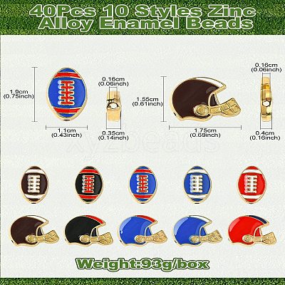 40Pcs 10 Styles Zinc Alloy Enamel Beads FIND-CJ0003-77-1
