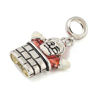 Anti-Tarnish Rhodium Plated 925 Sterling Silver Enamel Christmas European Dangle Charms STER-Z010-02P-01A-1