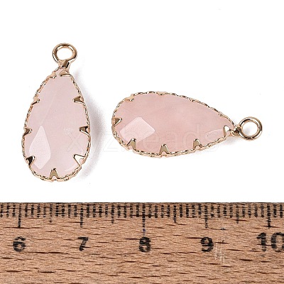 Natural Rose Quartz Faceted Pendants G-Q606-104G-09-1