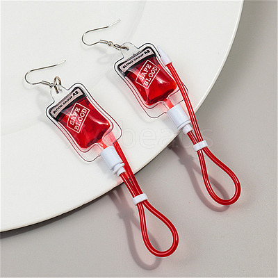 Blood Bag Plastic Dangle Earrings FS-WG7E43C-01-1