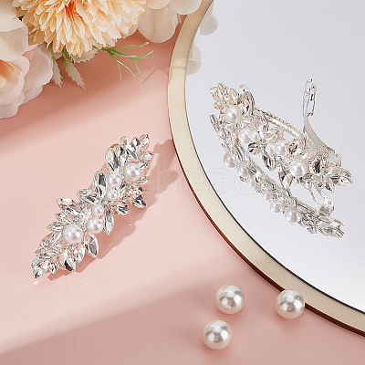 2Pcs Alloy with Glass Rhinestone Hair Barrettes OHAR-BBC0001-01-1