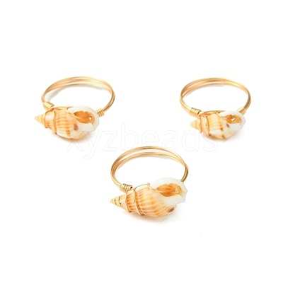 Natural Spiral Shell Finger Rings RJEW-TA00169-1