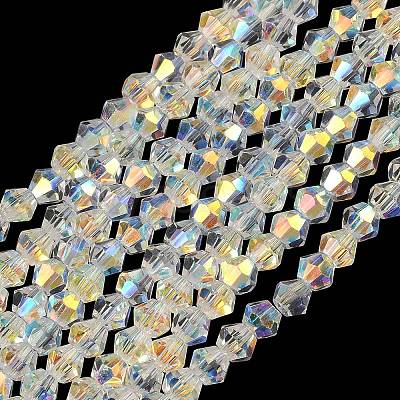 Electroplate Transparent Glass Beads Strands EGLA-K015-18Y-1