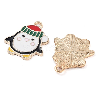 Christmas Theme Barrel Plating Alloy Enamel Pendants PALLOY-S192-01KCG-05-1