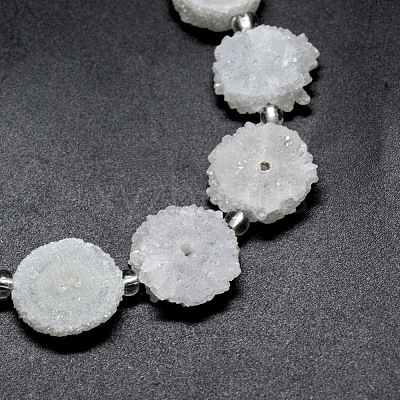 Natural Druzy Quartz Crystal Beads Strands G-F582-A15-1