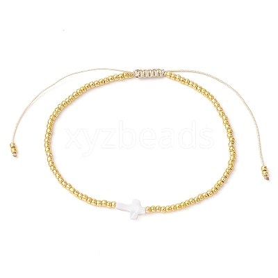 Natural Pearl & Seed Braided Bead Bracelets BJEW-JB09722-05-1