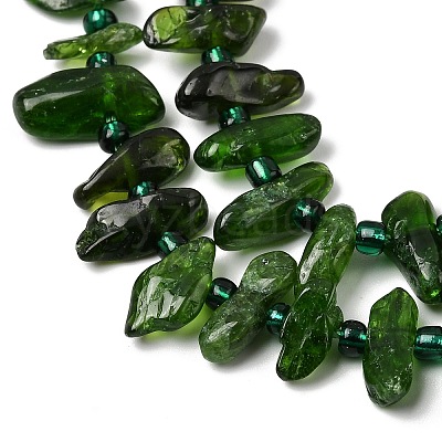 Natural Green Diopside Beads Strands G-L649-B01-01-1