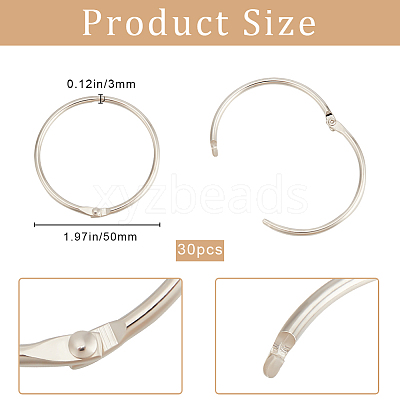 30Pcs Stainless Steel Loose Leaf Book Binder Hinged Rings FIND-BBC0002-24-1