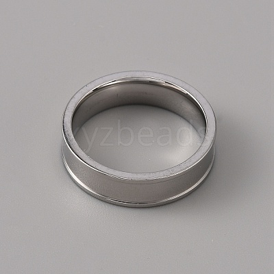 201 Stainless Steel Grooved Finger Ring Settings STAS-WH0027-27D-P-1
