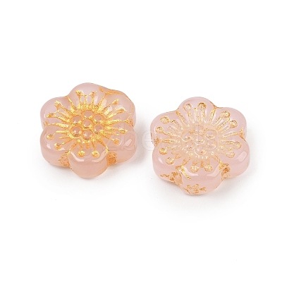Baking Paint and Golden Metal Enlaced Glass Beads DGLA-T004-09I-1
