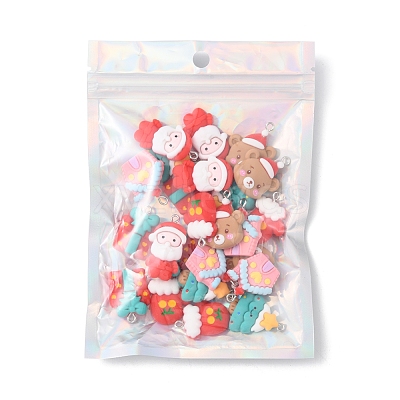 24Pcs 6 Styles Christmas Opaque Resin Pendants RESI-FS0001-43-1