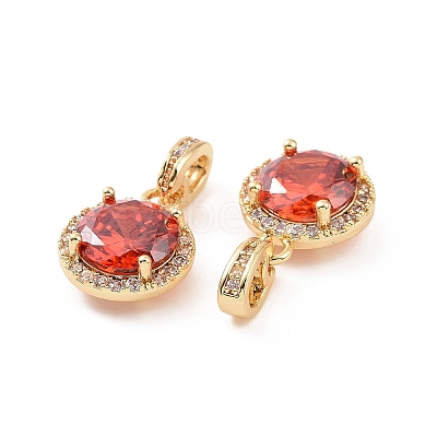 Real 18K Gold Plated Brass Micro Pave Clear Cubic Zirconia Pendants KK-E068-VC437-1