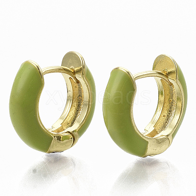 Brass Huggie Hoop Earrings EJEW-S209-01C-1