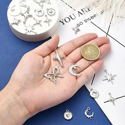 20Pcs 9 Styles Rack Plating Alloy Pendantss FIND-YW0005-18-1