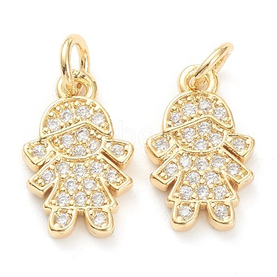 Brass Micro Pave Clear Cubic Zirconia Pendants ZIRC-J041-10-1