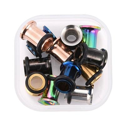 12Pcs 6 Colors 316 Surgical Stainless Steel Screw Ear Gauges Flesh Tunnels Plugs STAS-YW0001-14-1