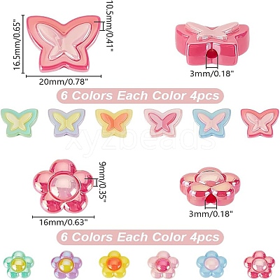 48Pcs 12 Styles Plating Acrylic Beads OACR-AR0001-27-1