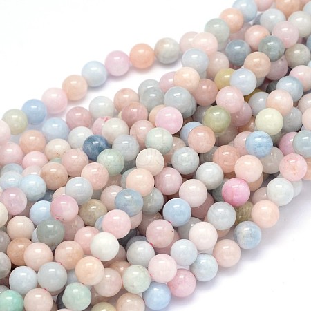 Round Natural Grade AA Morganite Beads Strands G-F222-35-8mm-1