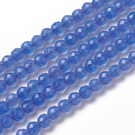 Natural Blue Agate Beads Strands G-F596-12C-2mm-1