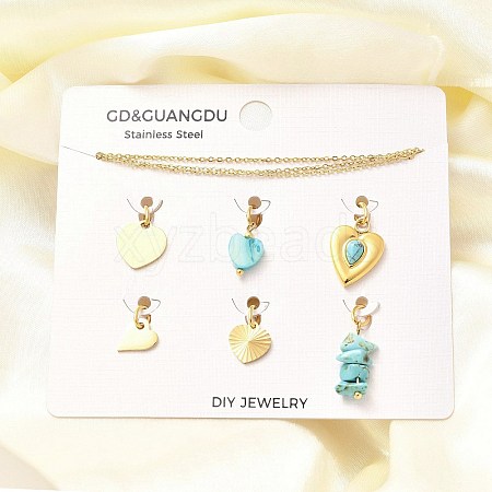 Synthetic Turquoise & Shell Heart Pendant & Necklaces & Bracelets Sets SJEW-Q002-04G-1