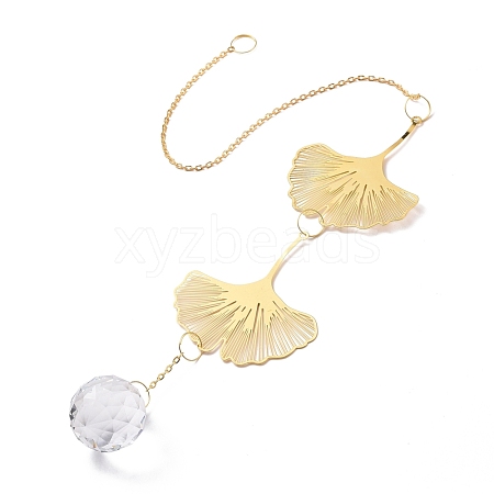 Faceted Glass Sun Catcher Pendant Decorations AJEW-A037-08G-1
