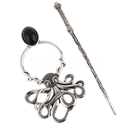 Tibetan Style Alloy Octopus Hair Sticks PW-WG3AEA5-02-1