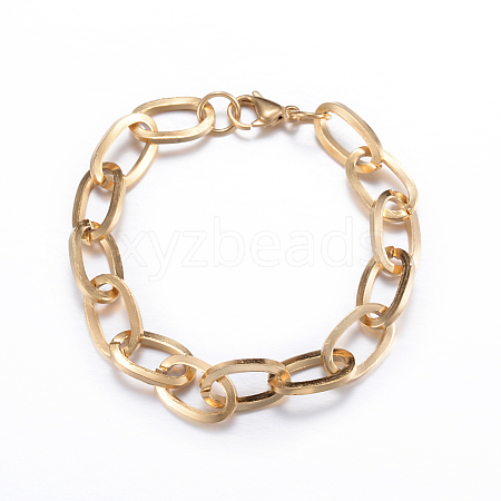 304 Stainless Steel Cable Chain Bracelets BJEW-P064-27G-1