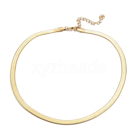 PVD Vacuum Plating 201 Stainless Steel Herringbone Chain Necklaces X-NJEW-M187-06G-1