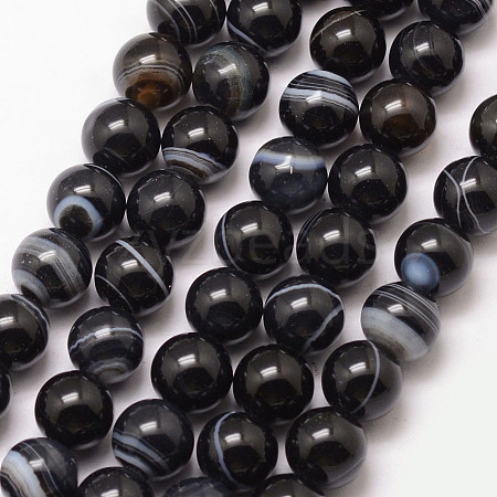 Natural Black Agate Bead Strands LS-G-K166-13-10mm-05-1