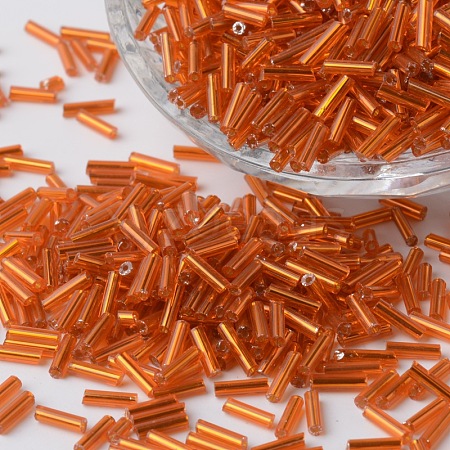 Silver Lined Glass Bugle Beads SEED-K001-A02-1-1