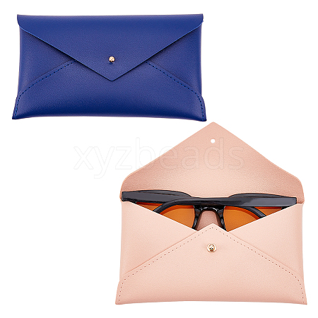 AHADERMAKER 2Pcs 2 Colors PU Imitation Leather Envelope Glasses Bag FIND-GA0002-73-1