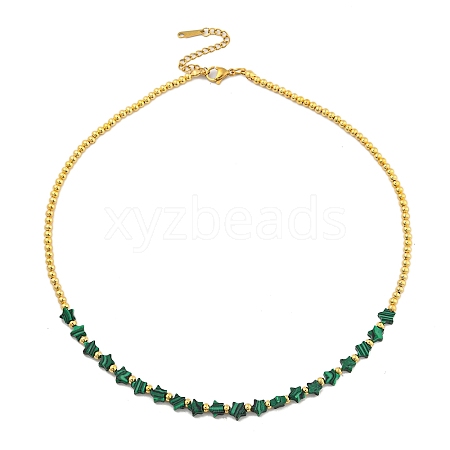Synthetic Malachite Beaded Necklaces NJEW-P311-04A-G-1