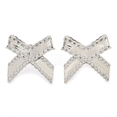 Bowknot Brass Micro Pave Cubic Zirconia Stud Earrings for Women EJEW-P275-06P-1