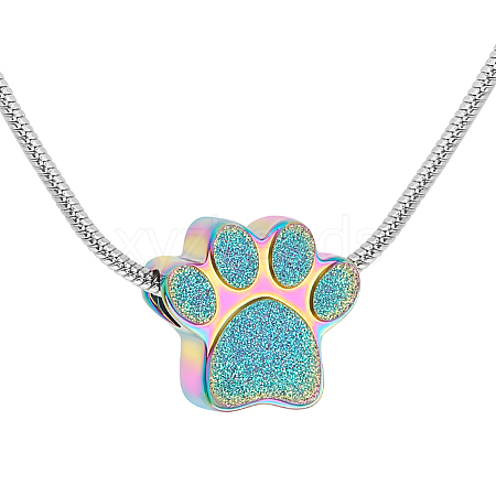 Paw Print Urn Ashes Necklace NJEW-WH0024-01RC-1