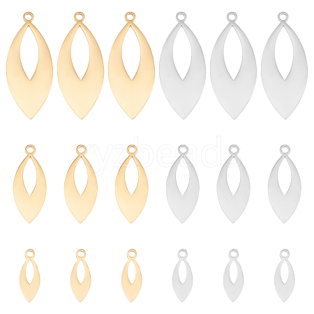 24Pcs 2 Colors 3 Sizes 201 Stainless Steel Pendants STAS-UN0032-65-1