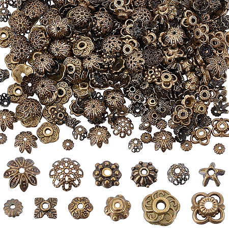 360Pcs 12 Styles Alloy & Iron Bead Caps Sets FIND-ME0001-39-1