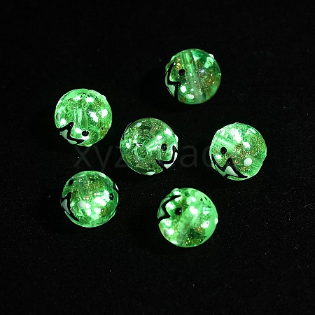 Luminous Handmade Enamel Gold Sand Glass Beads Strands LAMP-U004-08H-1