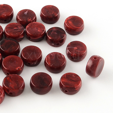 Flat Round Imitation Gemstone Acrylic Beads OACR-R050-02-1