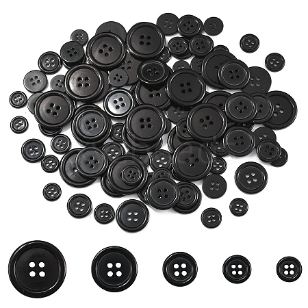 100Pcs 10 Styles Resin Buttons RESI-YW0003-15A-1