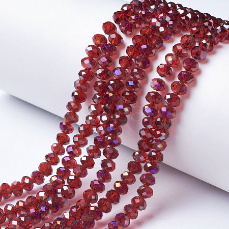 Electroplate Transparent Glass Beads Strands EGLA-A034-T4mm-F03-1