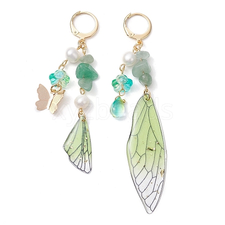 Natural Green Aventurine Leverback Earrings EJEW-TA00591-01-1